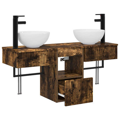 vidaXL Bathroom Furniture Set 3 pcs Smoked Oak Engineered Wood