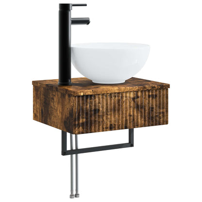vidaXL Bathroom Furniture Set 3 pcs Smoked Oak Engineered Wood