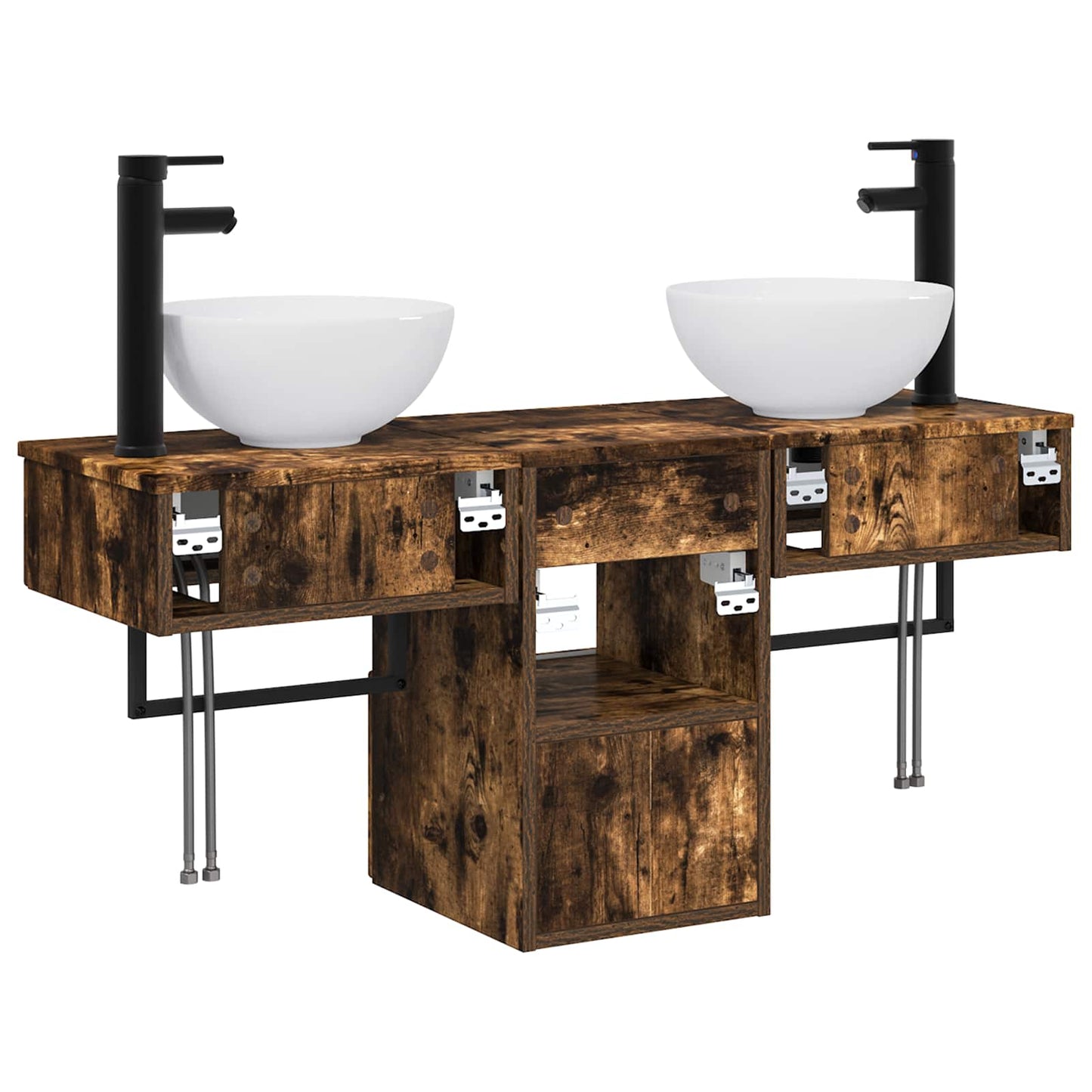 vidaXL Bathroom Furniture Set 3 pcs Smoked Oak Engineered Wood