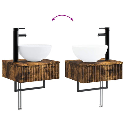 vidaXL Bathroom Furniture Set 3 pcs Smoked Oak Engineered Wood