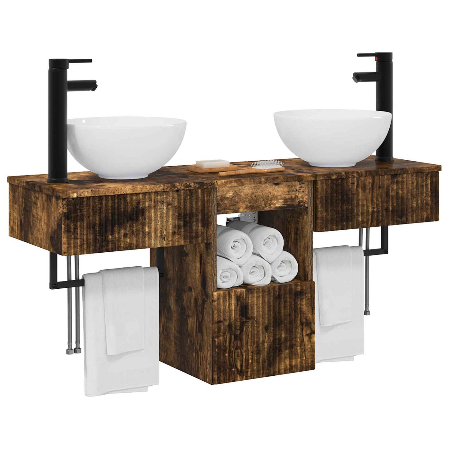 vidaXL Bathroom Furniture Set 3 pcs Smoked Oak Engineered Wood