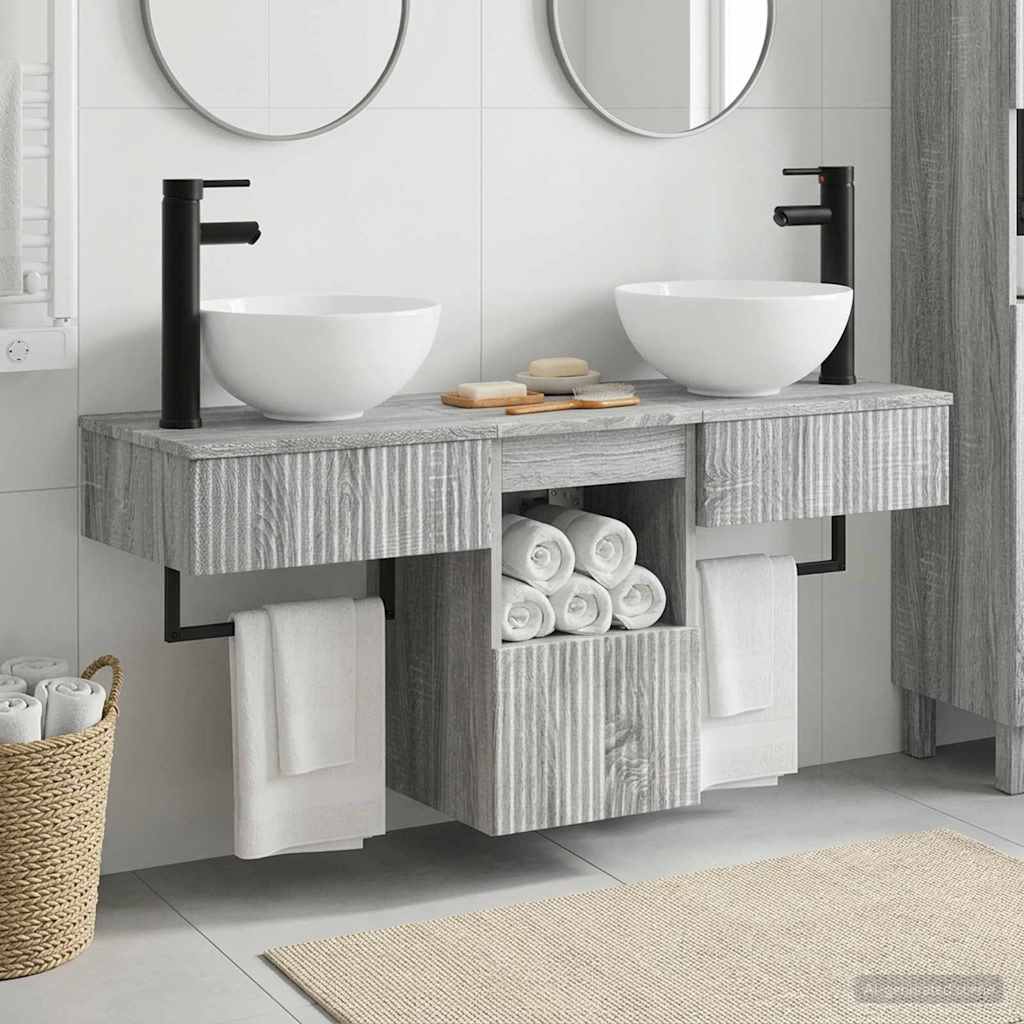vidaXL Bathroom Furniture Set 3 pcs Grey Sonoma Engineered Wood