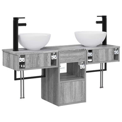 vidaXL Bathroom Furniture Set 3 pcs Grey Sonoma Engineered Wood