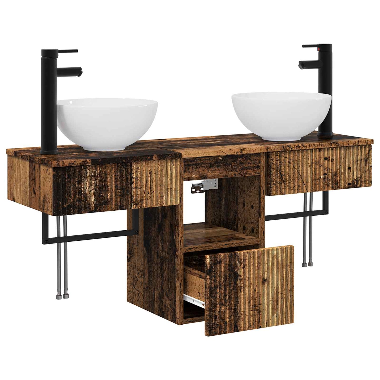 vidaXL Bathroom Furniture Set 3 pcs Old Wood Engineered Wood