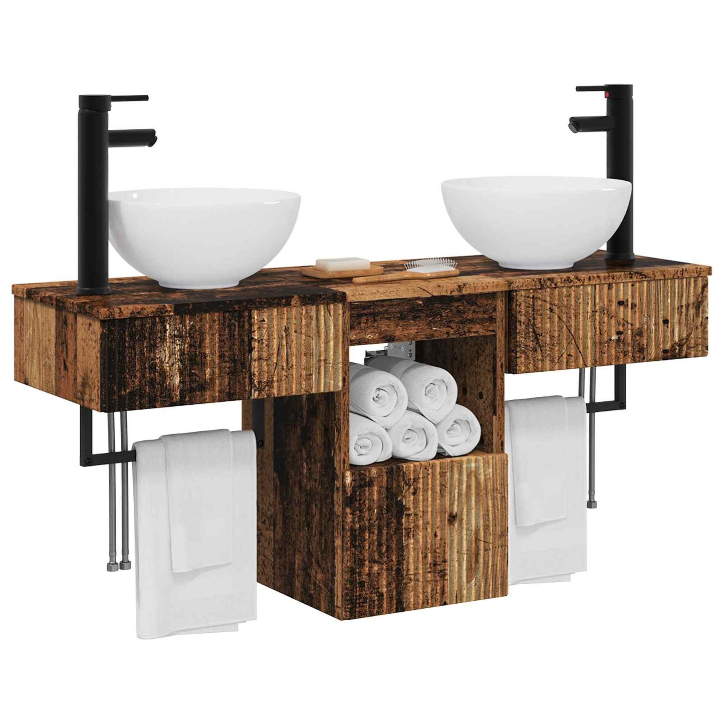 vidaXL Bathroom Furniture Set 3 pcs Old Wood Engineered Wood