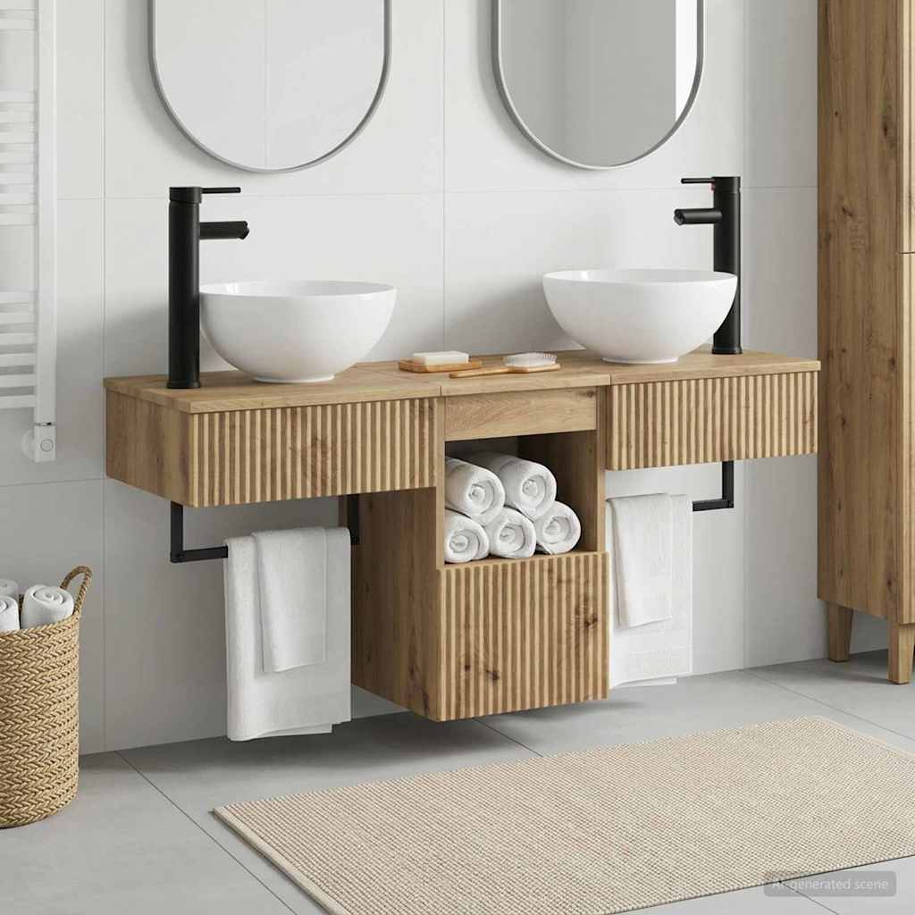 vidaXL Bathroom Furniture Set 3 pcs Artisan Oak Engineered Wood