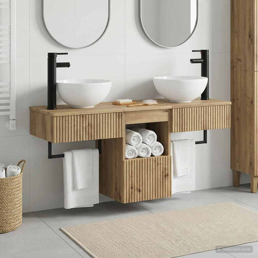 vidaXL Bathroom Furniture Set 3 pcs Artisan Oak Engineered Wood