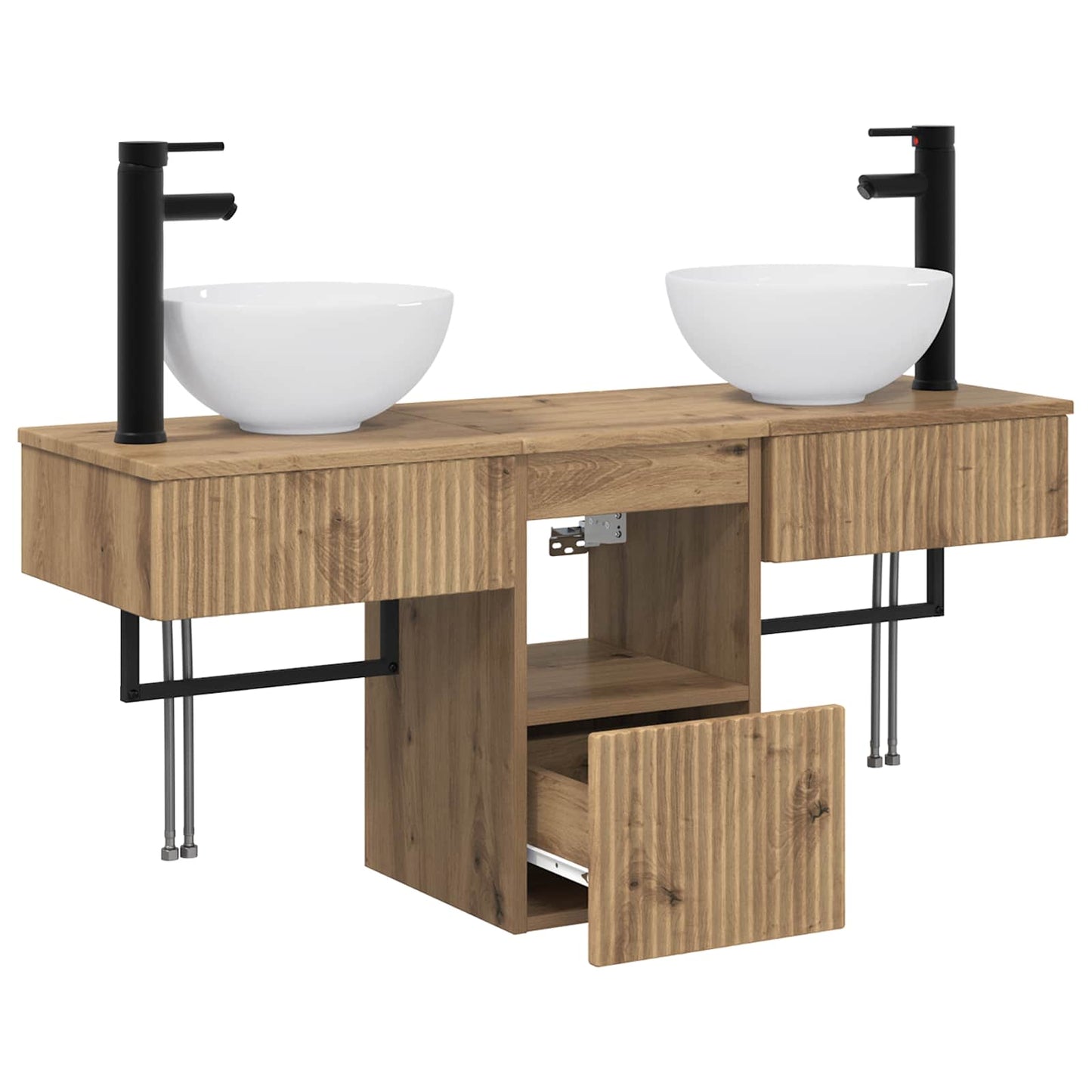 vidaXL Bathroom Furniture Set 3 pcs Artisan Oak Engineered Wood