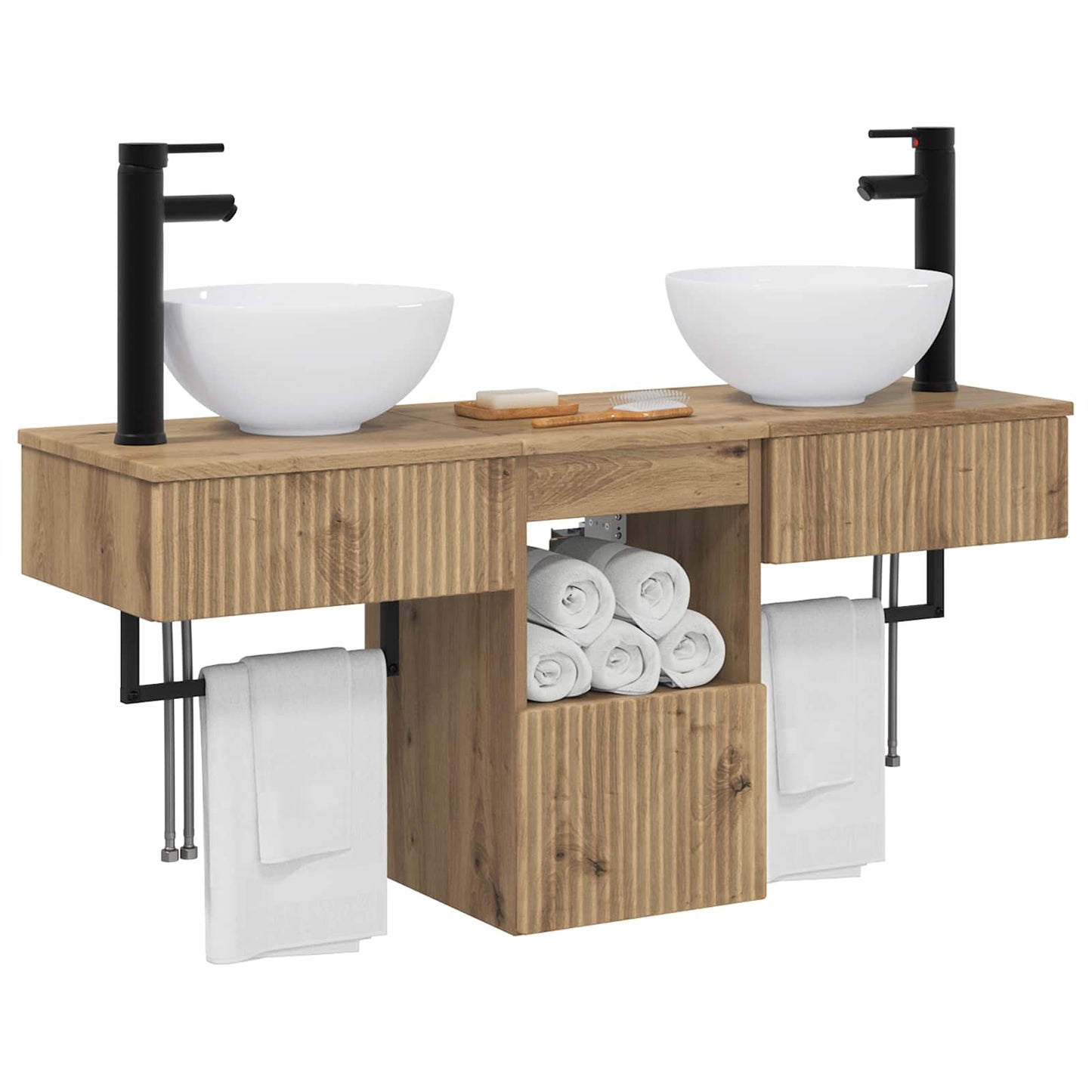 vidaXL Bathroom Furniture Set 3 pcs Artisan Oak Engineered Wood