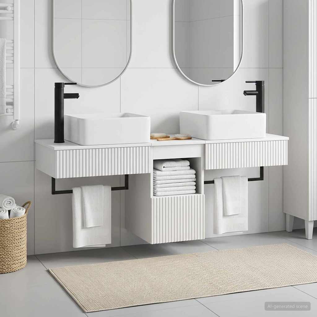 vidaXL Bathroom Furniture Set 3 pcs White Engineered Wood