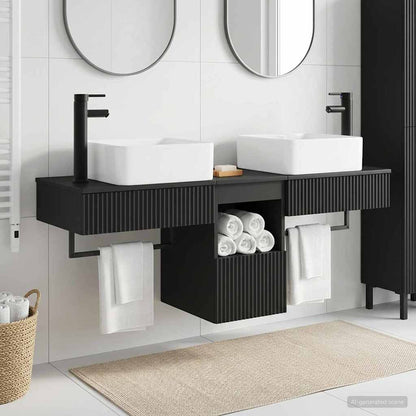 vidaXL Bathroom Furniture Set 3 pcs Black Engineered Wood