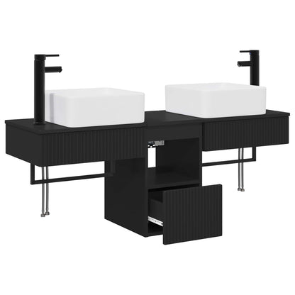 vidaXL Bathroom Furniture Set 3 pcs Black Engineered Wood
