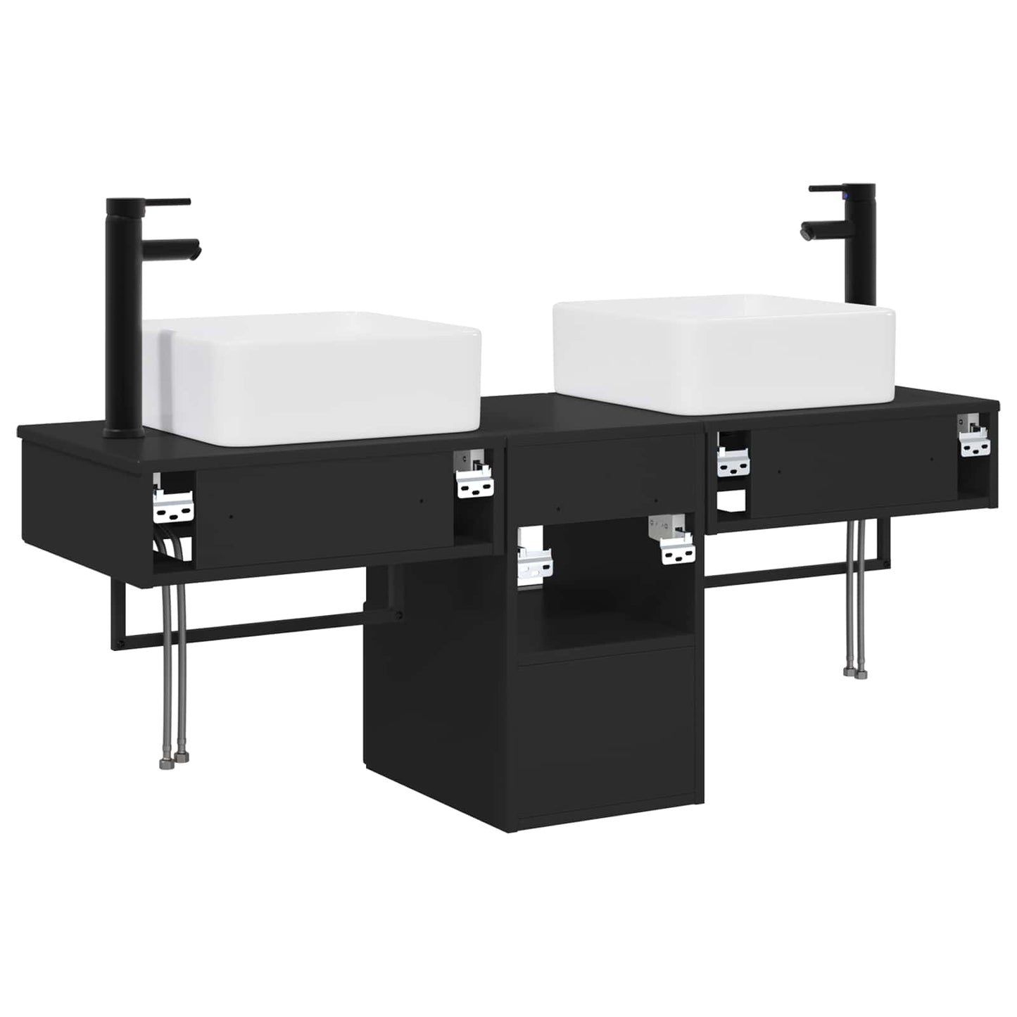 vidaXL Bathroom Furniture Set 3 pcs Black Engineered Wood