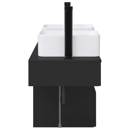 vidaXL Bathroom Furniture Set 3 pcs Black Engineered Wood