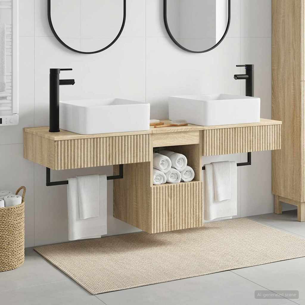 vidaXL Bathroom Furniture Set 3 pcs Sonoma Oak Engineered Wood