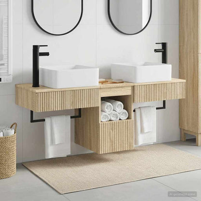 vidaXL Bathroom Furniture Set 3 pcs Sonoma Oak Engineered Wood