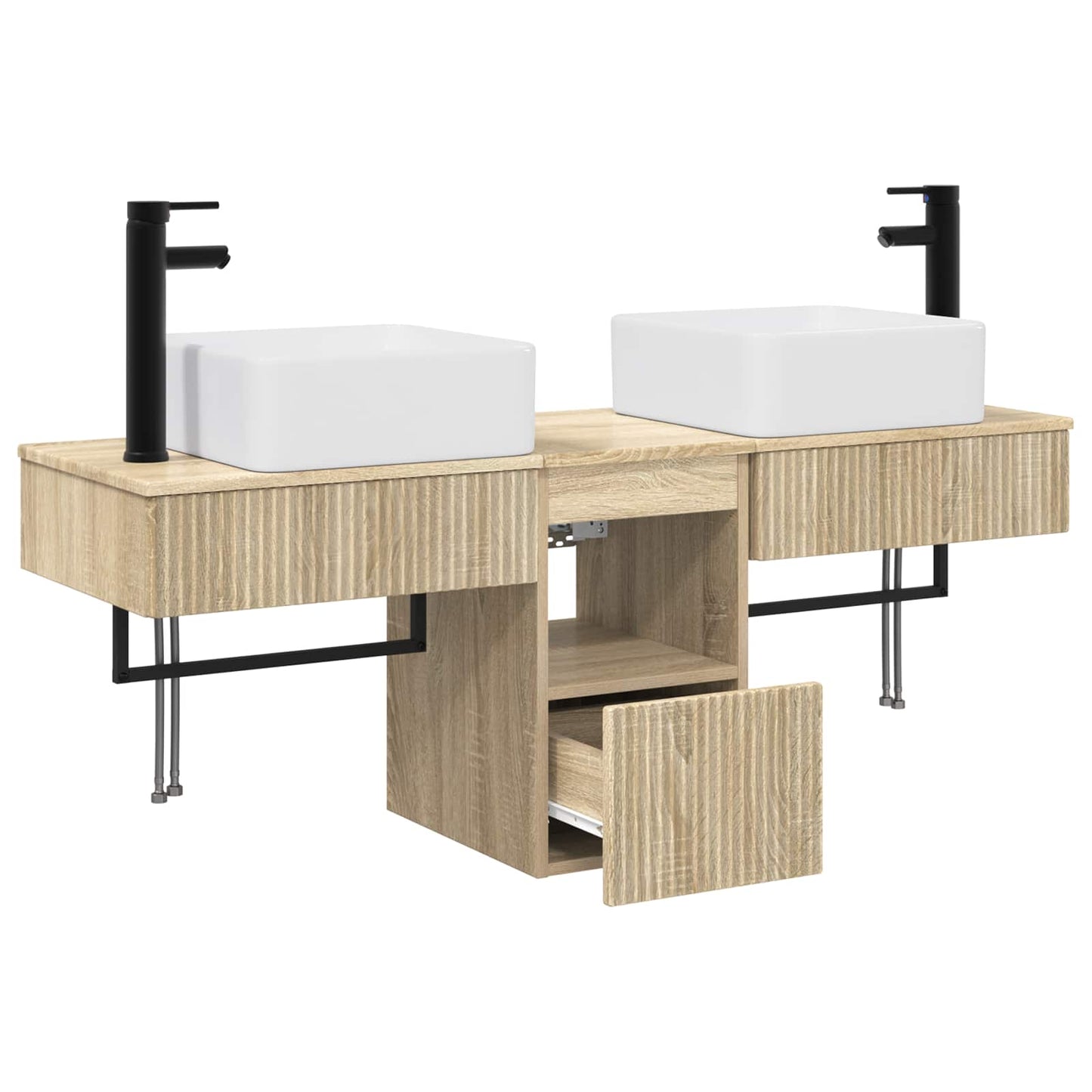 vidaXL Bathroom Furniture Set 3 pcs Sonoma Oak Engineered Wood
