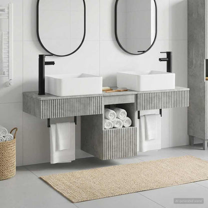vidaXL Bathroom Furniture Set 3 pcs Concrete Grey Engineered Wood