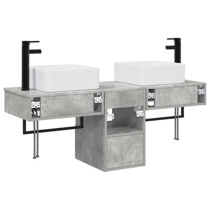vidaXL Bathroom Furniture Set 3 pcs Concrete Grey Engineered Wood