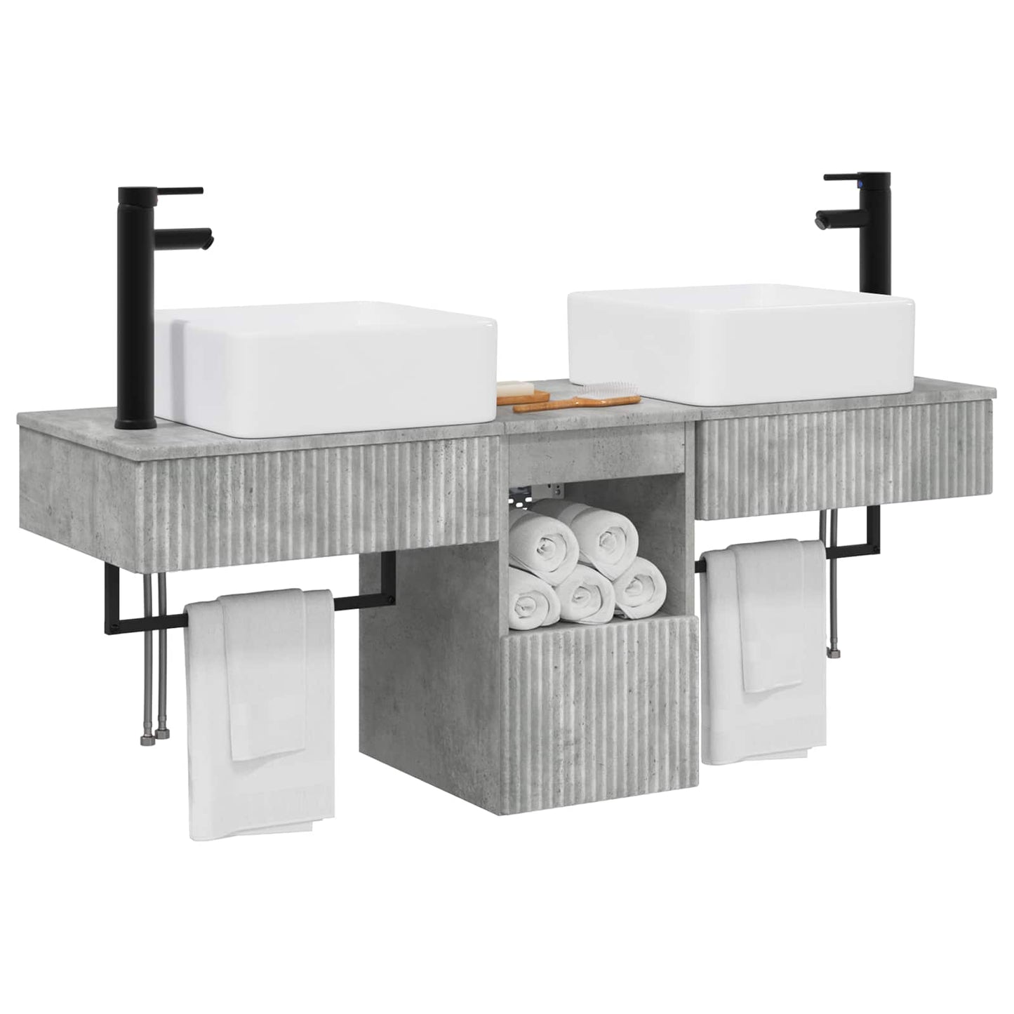 vidaXL Bathroom Furniture Set 3 pcs Concrete Grey Engineered Wood