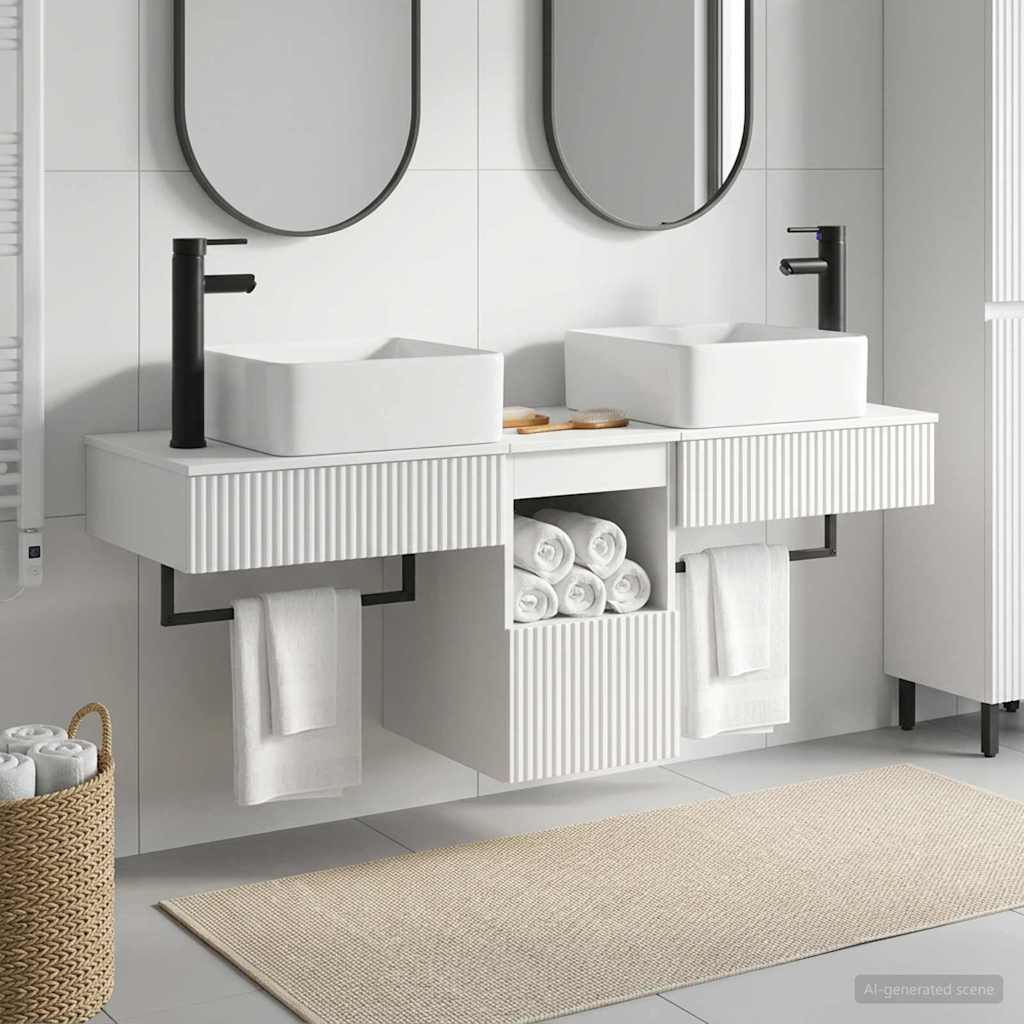 vidaXL Bathroom Furniture Set 3 pcs High Gloss White Engineered Wood