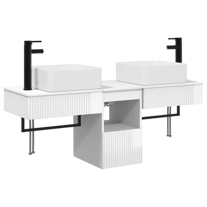 vidaXL Bathroom Furniture Set 3 pcs High Gloss White Engineered Wood