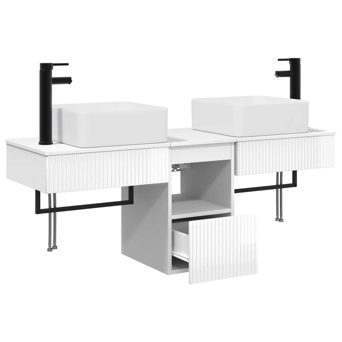 vidaXL Bathroom Furniture Set 3 pcs High Gloss White Engineered Wood