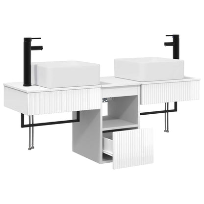 vidaXL Bathroom Furniture Set 3 pcs High Gloss White Engineered Wood