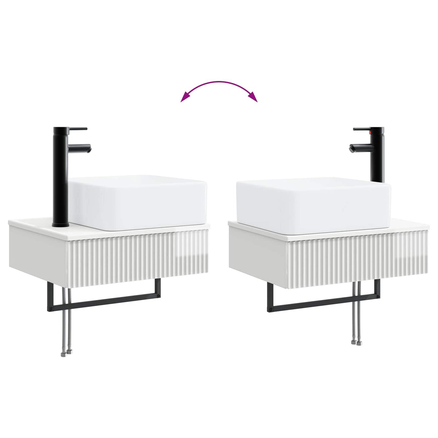 vidaXL Bathroom Furniture Set 3 pcs High Gloss White Engineered Wood