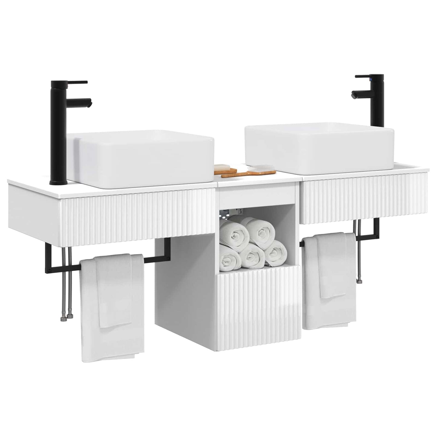 vidaXL Bathroom Furniture Set 3 pcs High Gloss White Engineered Wood
