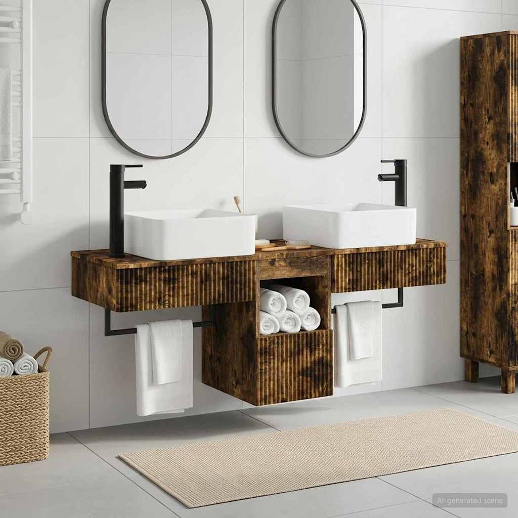 vidaXL Bathroom Furniture Set 3 pcs Smoked Oak Engineered Wood