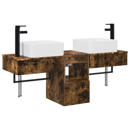 vidaXL Bathroom Furniture Set 3 pcs Smoked Oak Engineered Wood