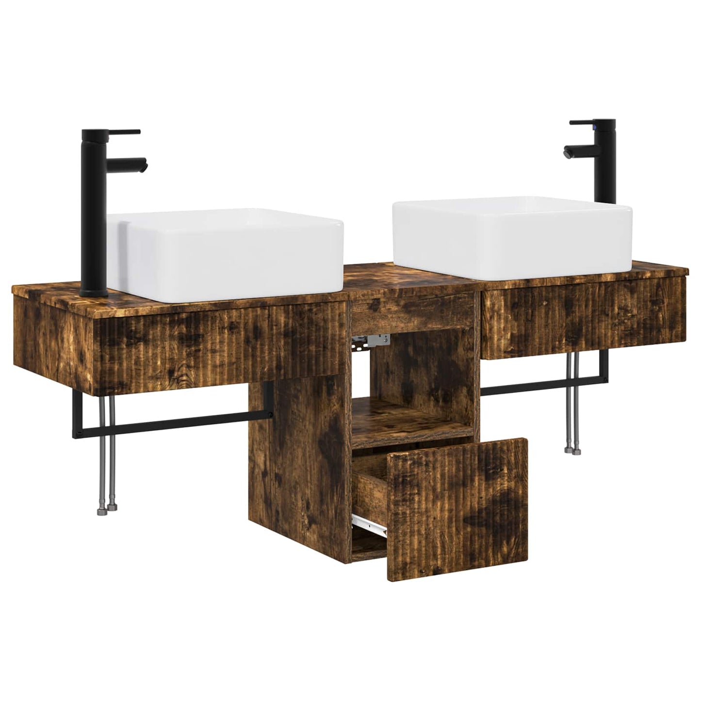 vidaXL Bathroom Furniture Set 3 pcs Smoked Oak Engineered Wood