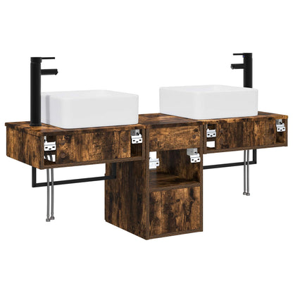 vidaXL Bathroom Furniture Set 3 pcs Smoked Oak Engineered Wood