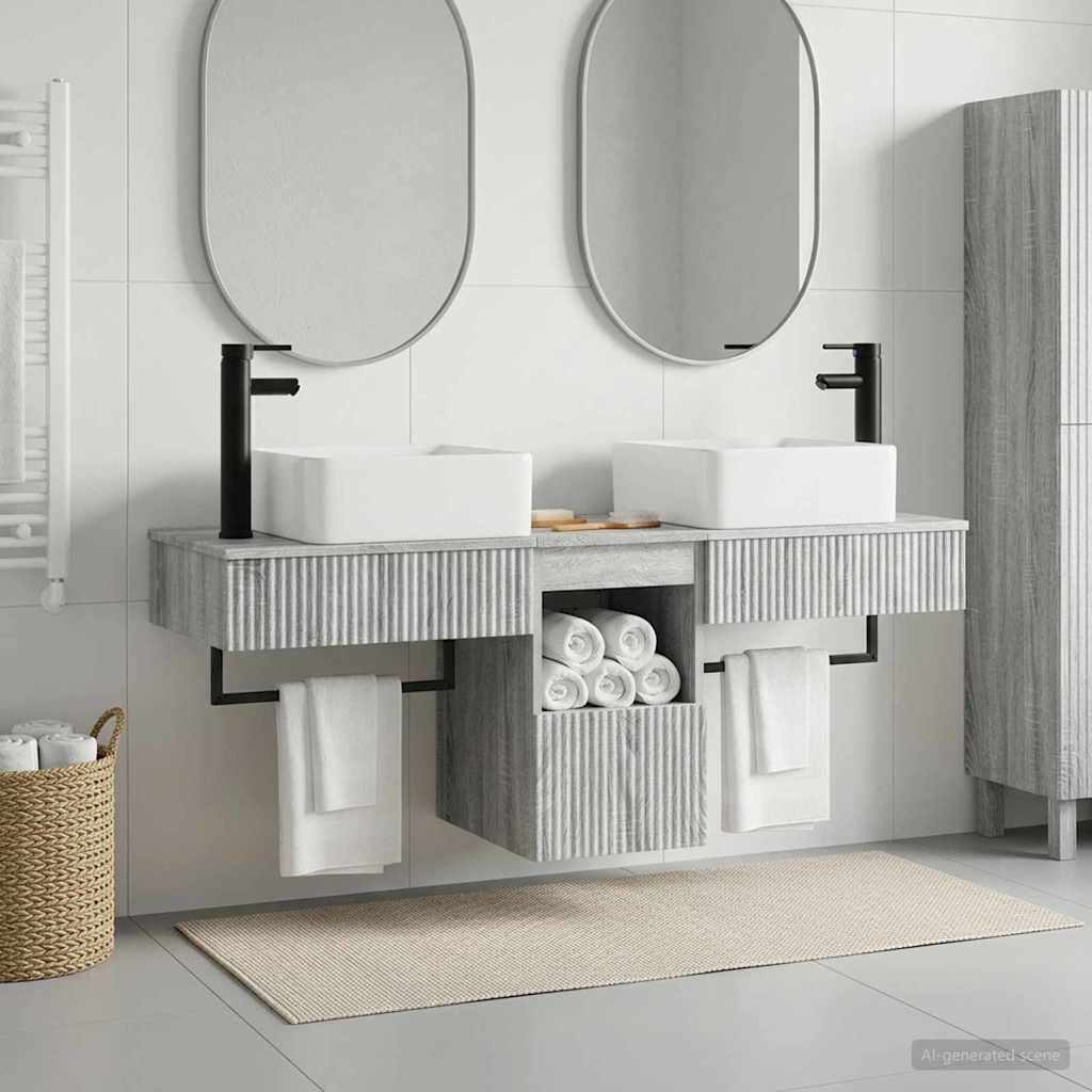 vidaXL Bathroom Furniture Set 3 pcs Grey Sonoma Engineered Wood