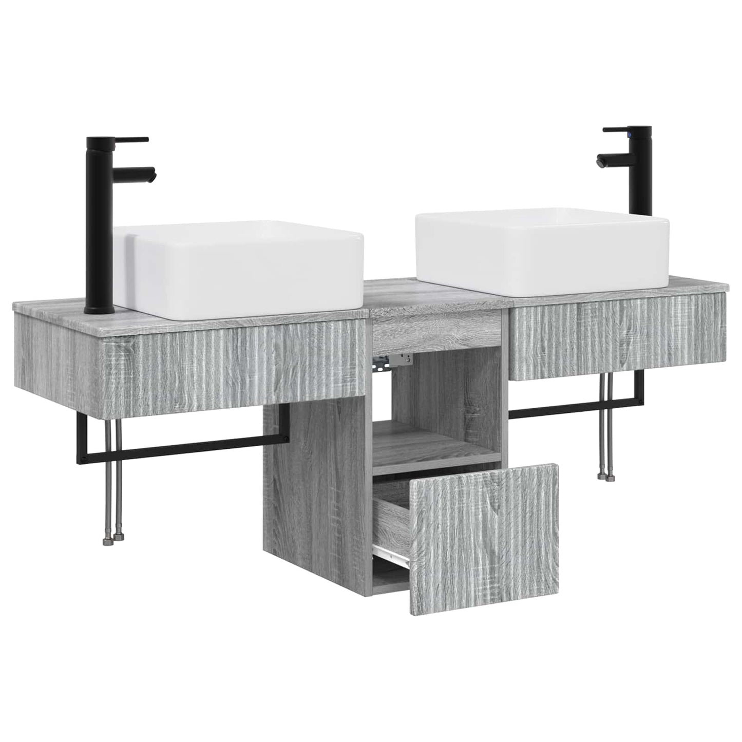 vidaXL Bathroom Furniture Set 3 pcs Grey Sonoma Engineered Wood
