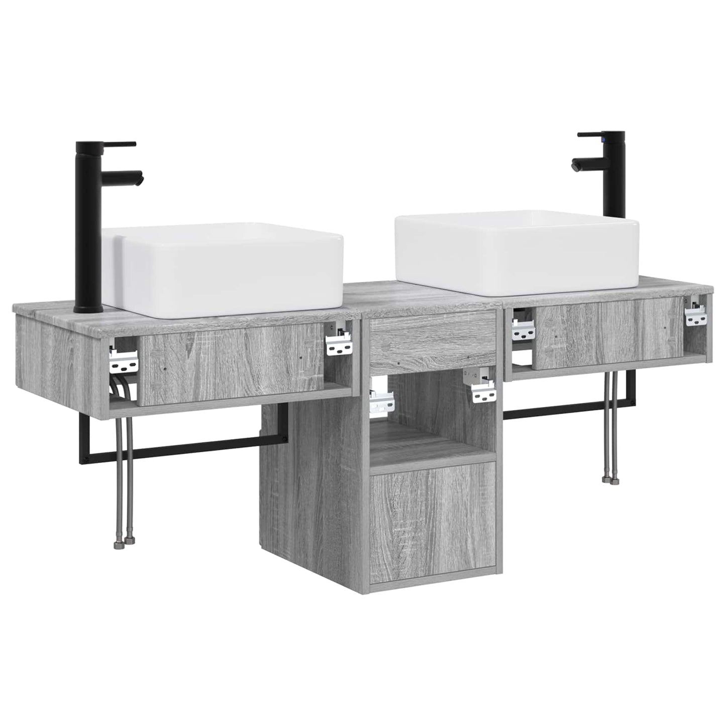 vidaXL Bathroom Furniture Set 3 pcs Grey Sonoma Engineered Wood