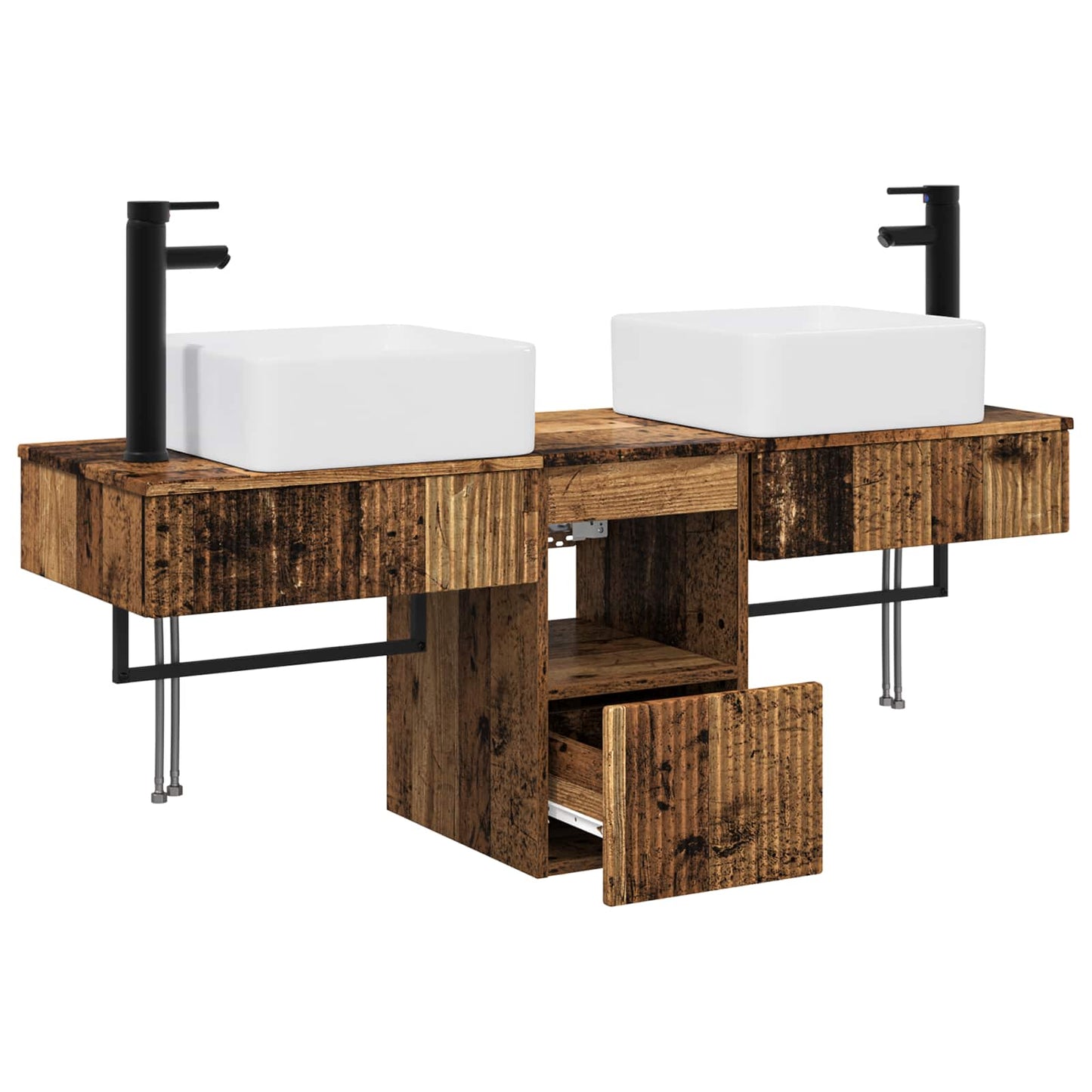 vidaXL Bathroom Furniture Set 3 pcs Old Wood Engineered Wood