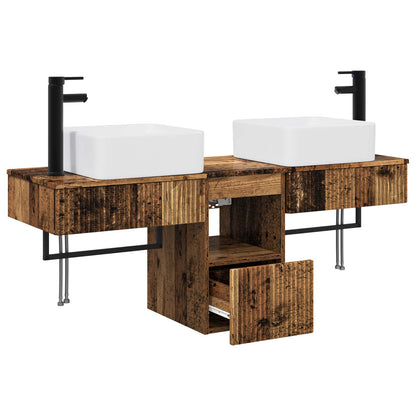 vidaXL Bathroom Furniture Set 3 pcs Old Wood Engineered Wood