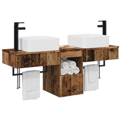 vidaXL Bathroom Furniture Set 3 pcs Old Wood Engineered Wood