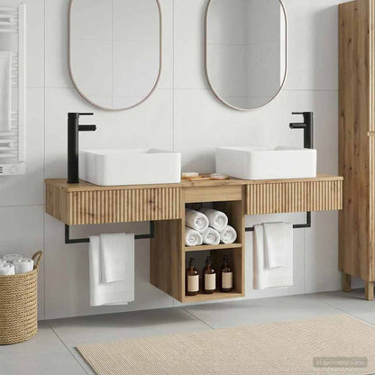 vidaXL Bathroom Furniture Set 3 pcs Artisan Oak Engineered Wood