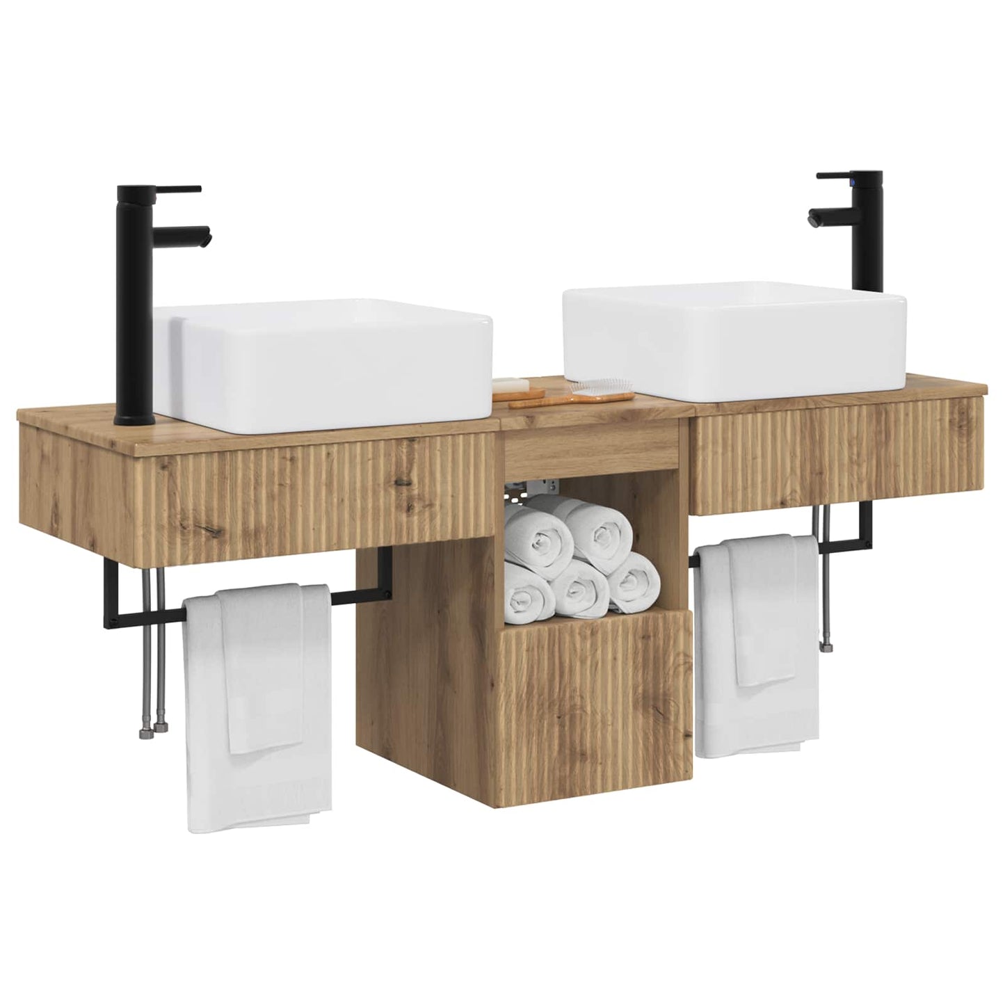 vidaXL Bathroom Furniture Set 3 pcs Artisan Oak Engineered Wood