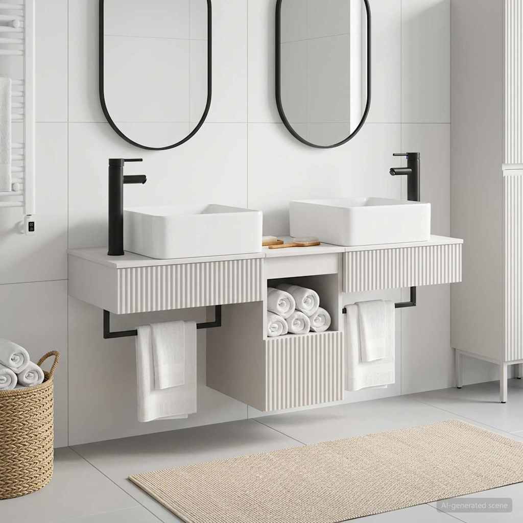 vidaXL Bathroom Cabinet Set 3 pcs White 53 x 35 x 39 cm