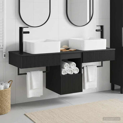vidaXL Bathroom Cabinet Set 3 pcs Black 53 x 35 x 39 cm