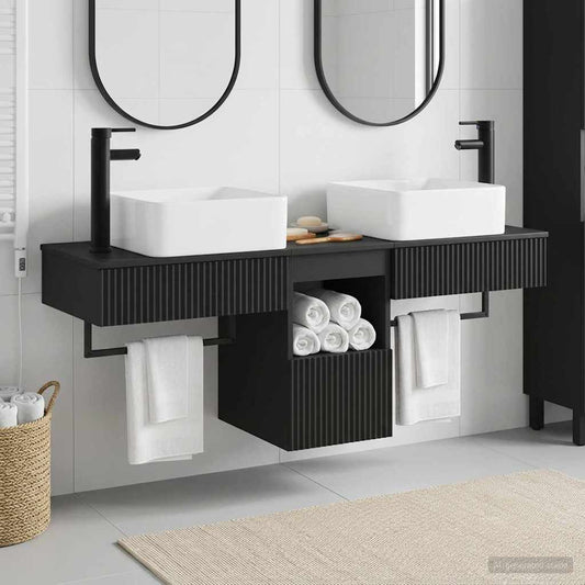 vidaXL Bathroom Cabinet Set 3 pcs Black 136 x 35 x 80 cm