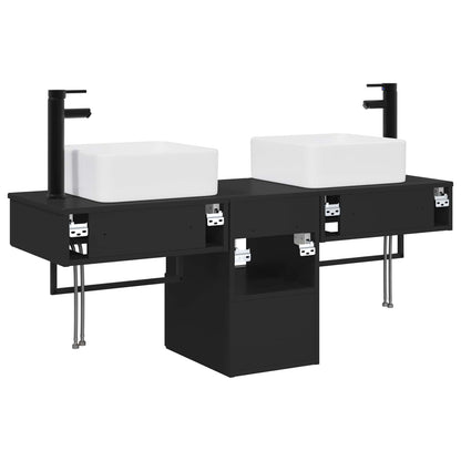 vidaXL Bathroom Cabinet Set 3 pcs Black 53 x 35 x 39 cm