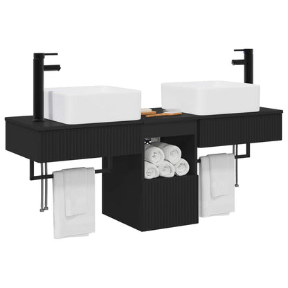 vidaXL Bathroom Cabinet Set 3 pcs Black 53 x 35 x 39 cm