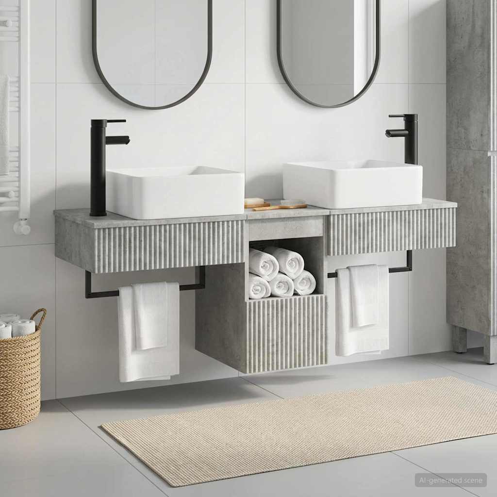vidaXL Bathroom Cabinet Set 3 pcs Concrete Grey 53 x 35 x 39 cm