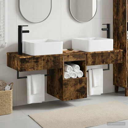 vidaXL Bathroom Cabinet Set 3 pcs Smoked Oak 53 x 35 x 39 cm