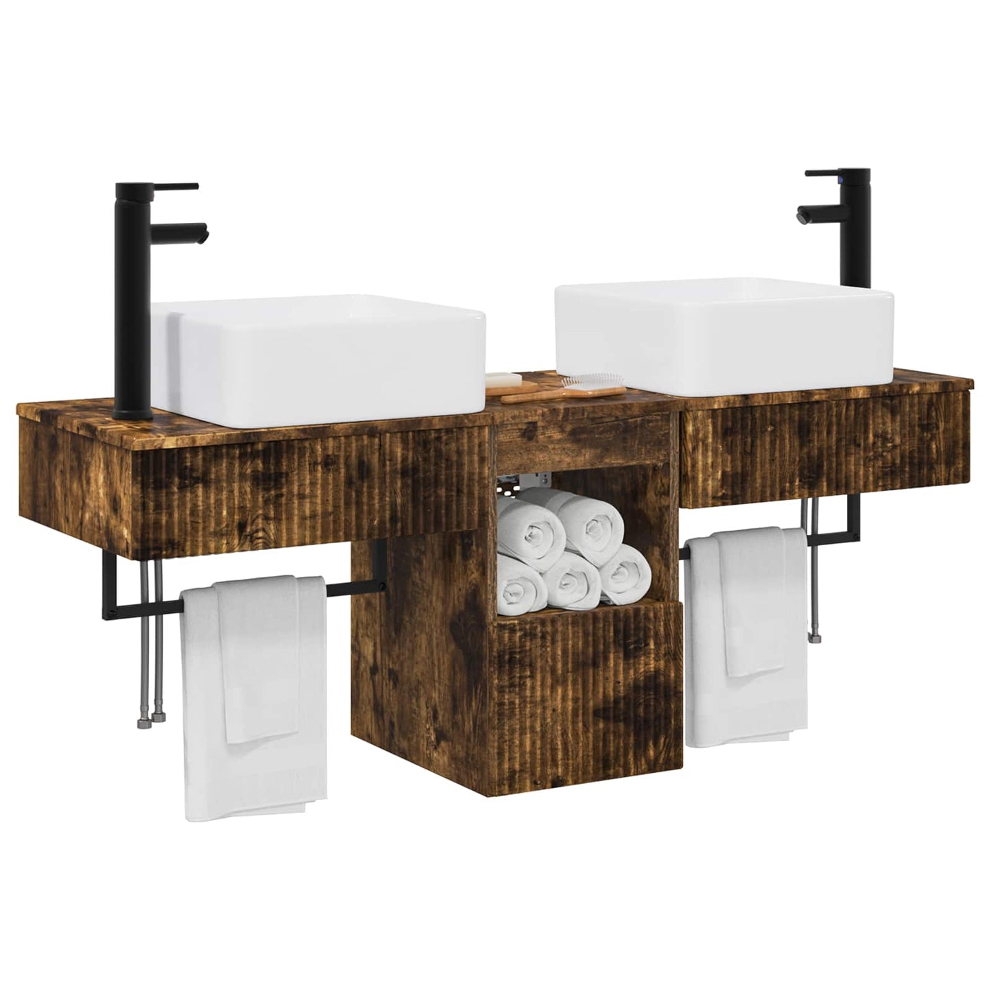 vidaXL Bathroom Cabinet Set 3 pcs Smoked Oak 53 x 35 x 39 cm